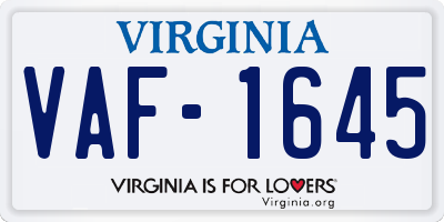 VA license plate VAF1645