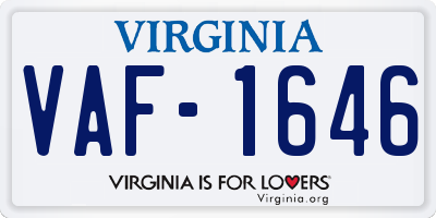 VA license plate VAF1646
