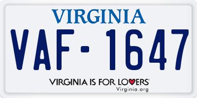 VA license plate VAF1647