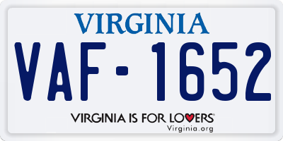 VA license plate VAF1652