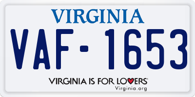 VA license plate VAF1653