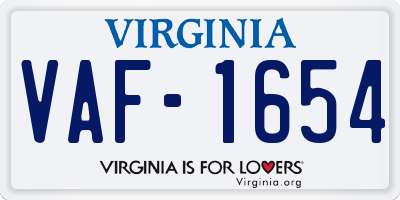 VA license plate VAF1654
