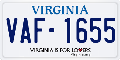 VA license plate VAF1655