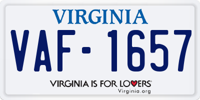 VA license plate VAF1657