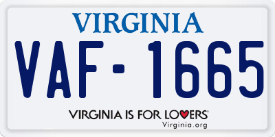 VA license plate VAF1665