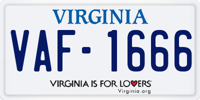 VA license plate VAF1666
