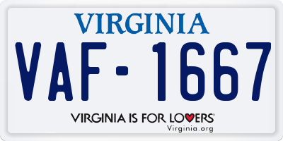 VA license plate VAF1667