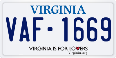VA license plate VAF1669