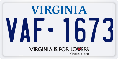 VA license plate VAF1673