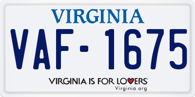 VA license plate VAF1675