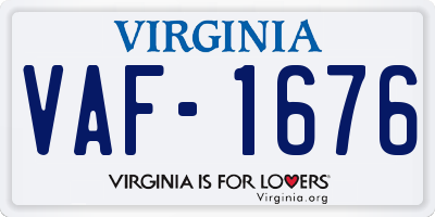 VA license plate VAF1676
