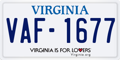 VA license plate VAF1677