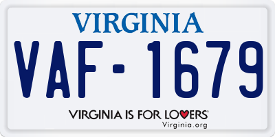 VA license plate VAF1679