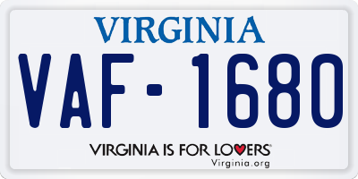 VA license plate VAF1680