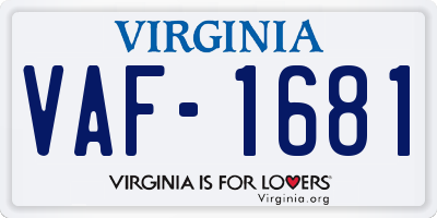 VA license plate VAF1681