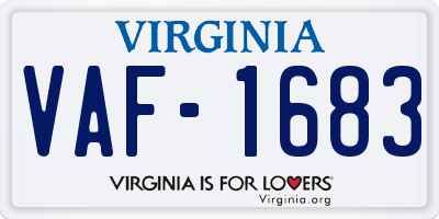 VA license plate VAF1683
