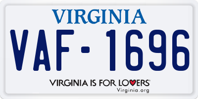VA license plate VAF1696