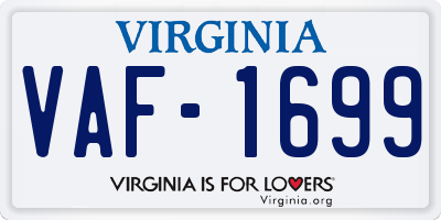 VA license plate VAF1699