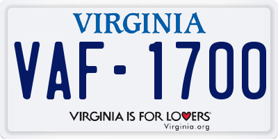 VA license plate VAF1700