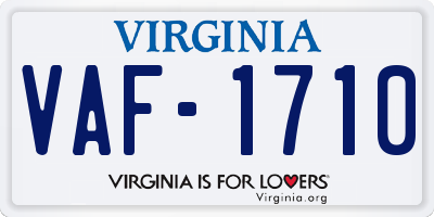 VA license plate VAF1710