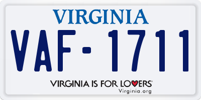 VA license plate VAF1711