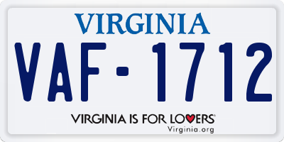 VA license plate VAF1712