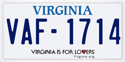 VA license plate VAF1714