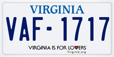 VA license plate VAF1717