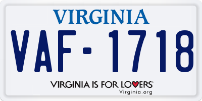 VA license plate VAF1718