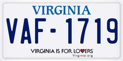 VA license plate VAF1719