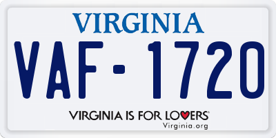 VA license plate VAF1720