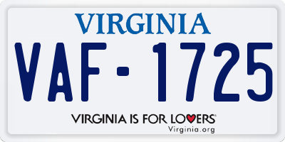 VA license plate VAF1725