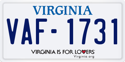 VA license plate VAF1731