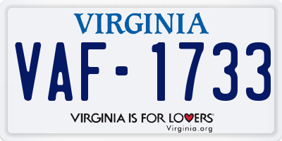 VA license plate VAF1733