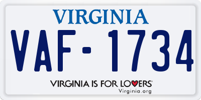 VA license plate VAF1734