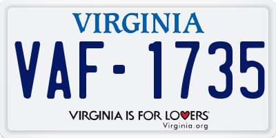 VA license plate VAF1735