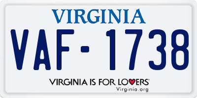 VA license plate VAF1738
