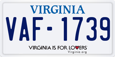 VA license plate VAF1739