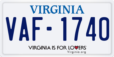 VA license plate VAF1740