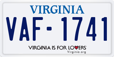 VA license plate VAF1741