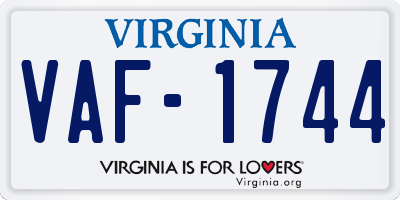 VA license plate VAF1744