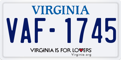 VA license plate VAF1745