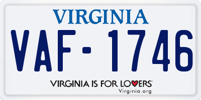 VA license plate VAF1746