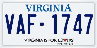 VA license plate VAF1747
