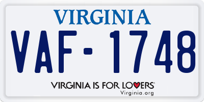 VA license plate VAF1748