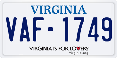 VA license plate VAF1749