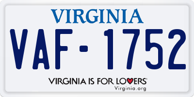 VA license plate VAF1752