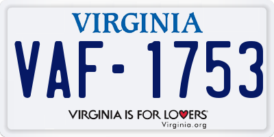 VA license plate VAF1753