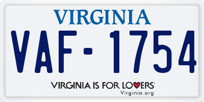 VA license plate VAF1754