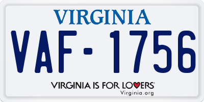 VA license plate VAF1756